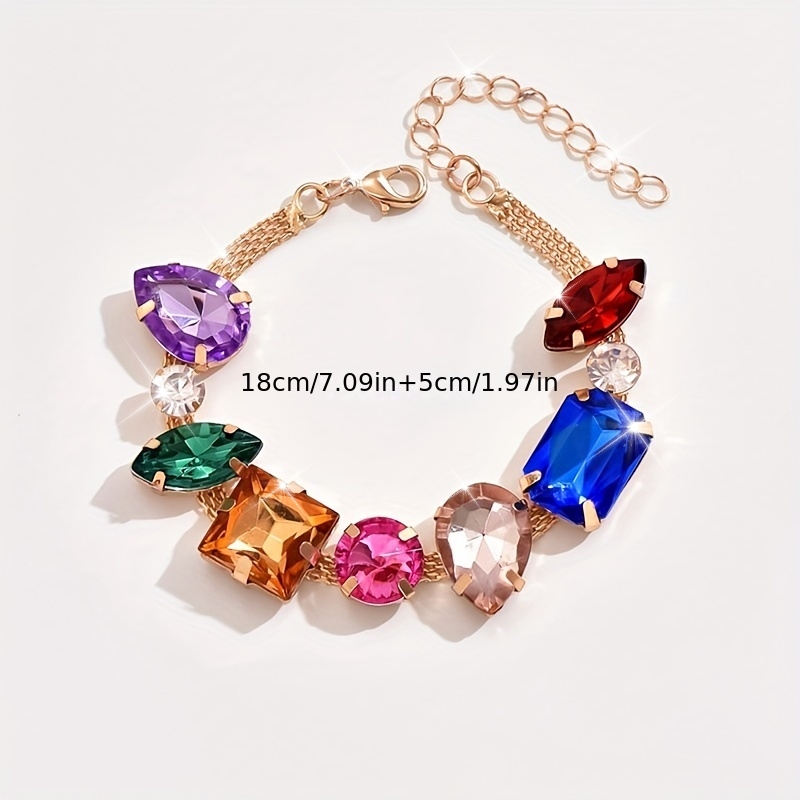 Geometric Rhinestone Chain Bracelet Random